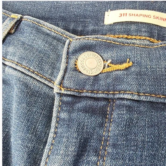Levis 311 Shaping Skinny Jeans Womens 31 Dark Wash Blue Denim Stretch - Picture 7 of 12